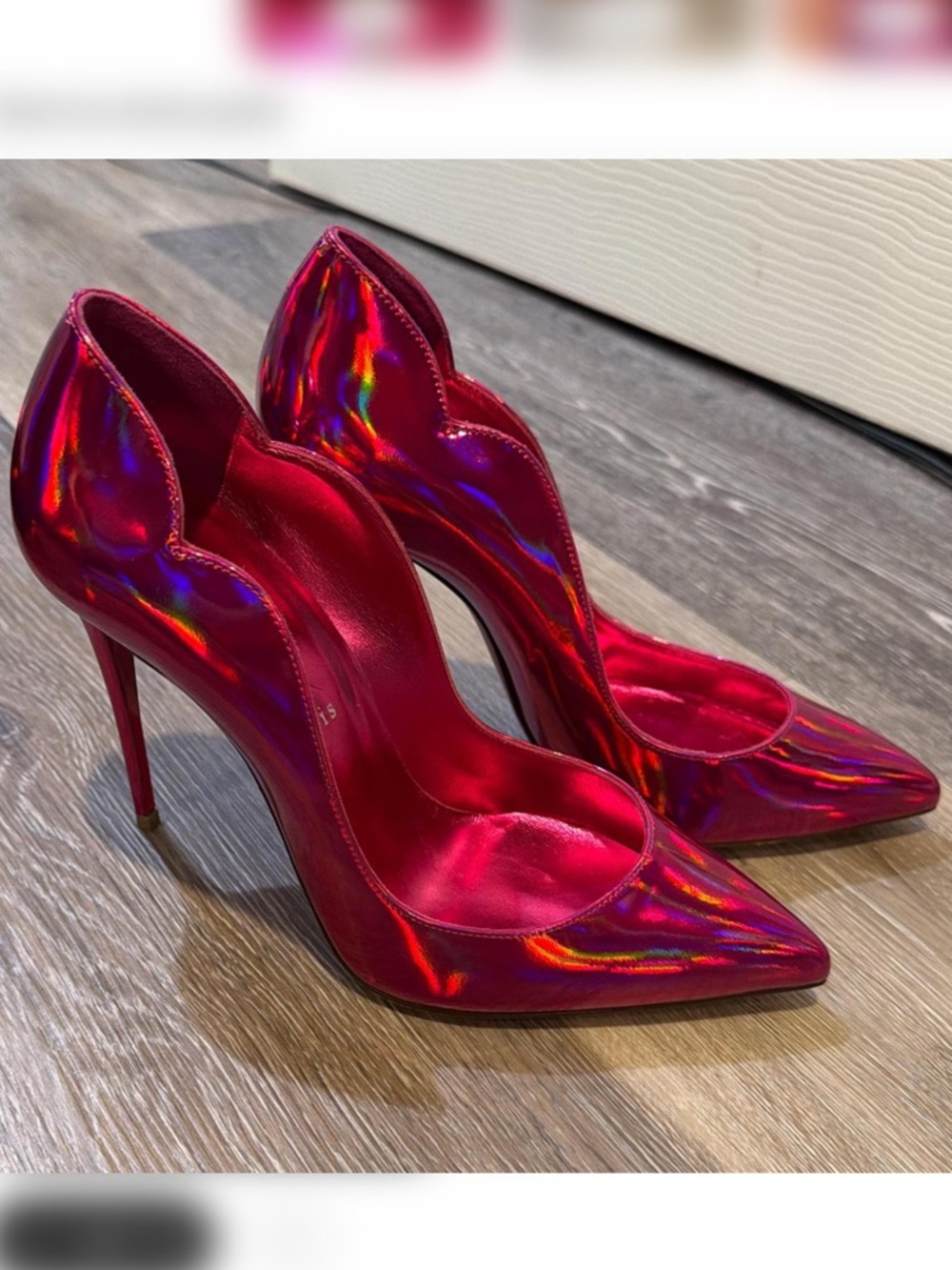 Christian Louboutin Red Iridescent Pointed Stiletto Pumps